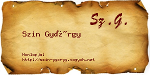 Szin György névjegykártya